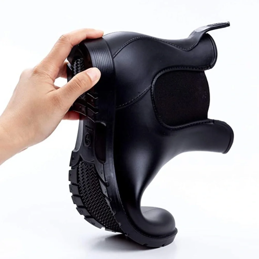 Women's Short Ankle Rain Boots Anti Slip Waterproof Slip On Chelsea Booties - Picture 6 of 6